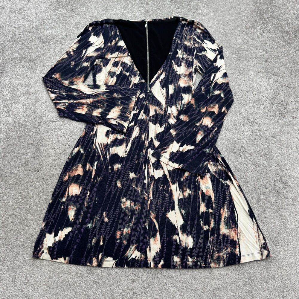 Tart Collections Abstract Print Faux Wrap Mini Dress Womens Medium Modal Stretch